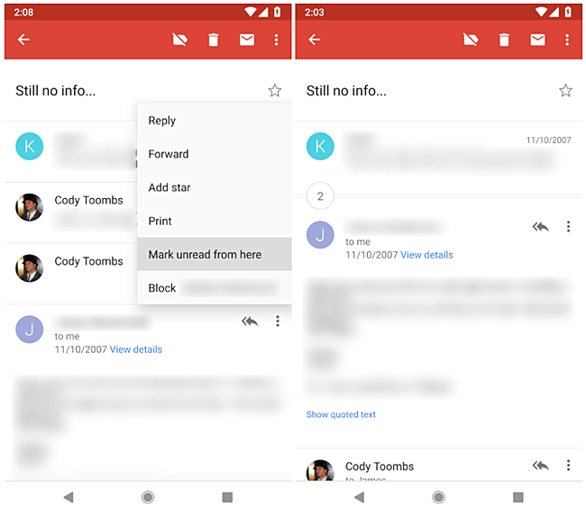 Gmail For Android Getting Snooze And Mark Unread From Here Features Gsmarena Com News