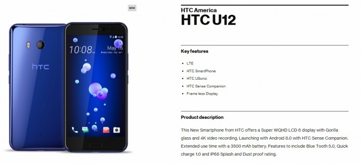 Verizon leaks a bit of HTC U12