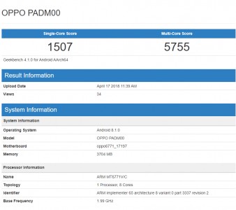 A respectable Geekbench score by the Oppo A3