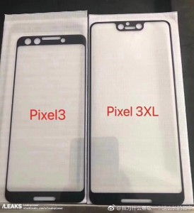 Google Pixel 3 and 3 XL purported screen protectors (left) and schematics based on them (right)