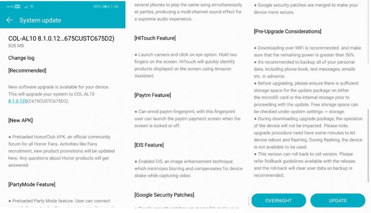 Honor 10 update brings EIS and Party Mode