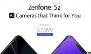 Asus US lists the Zenfone 5z at $1,999