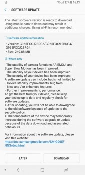Samsung Galaxy S9+ (Exynos) receiving the update