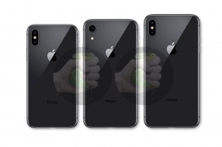 iPhone X (left), iPhone  SE Plus (center) and iPhone 11 Plus (right)