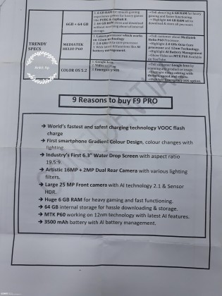 Oppo F9 Pro sales pitch, image source: Slash Leaks