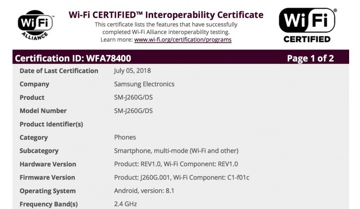 Samsung Android Go device gets Wi-Fi certified