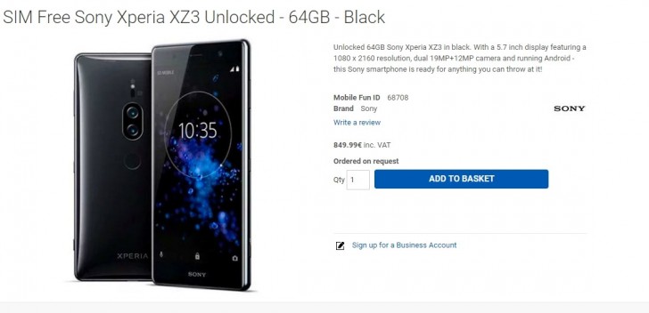 sony xperia xz3 online buy