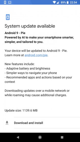 Google Pixel 2 Android Pie update