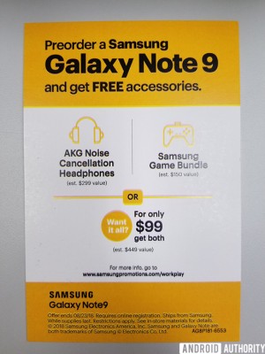 Sprint's pre-order promo for the Galaxy Note9