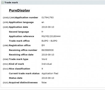 HMD's trademarks on PureDisplay and Face unlock