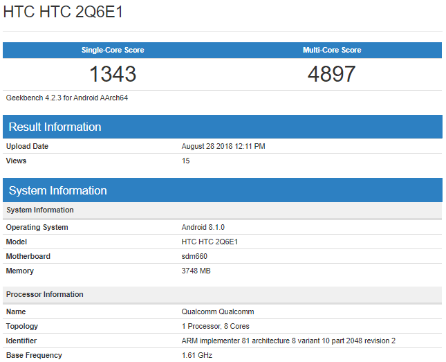 HTC U12 Life will have a Snapdragon 660 chipset instead of a 636