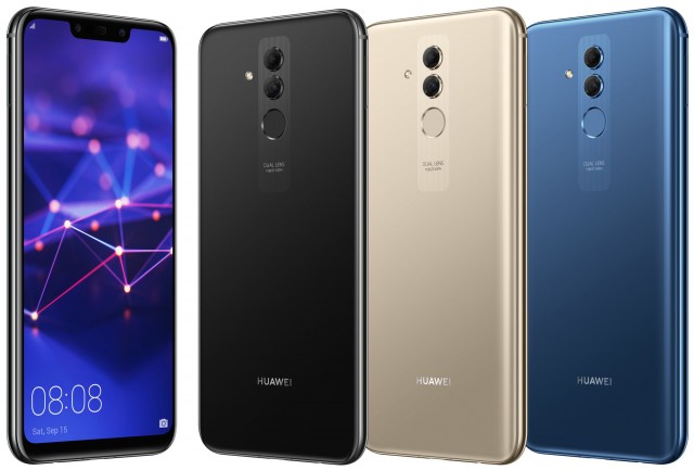 Huawei Mate 20 Lite images show three colors: Black, Gold and Blue