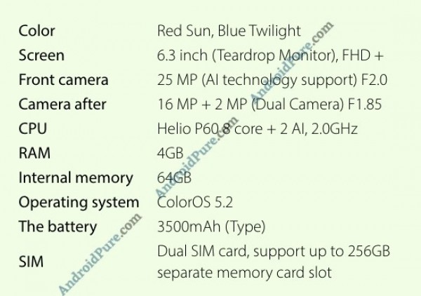 oppo f9 spec