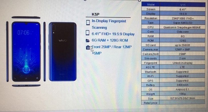 vivo v11 full specs
