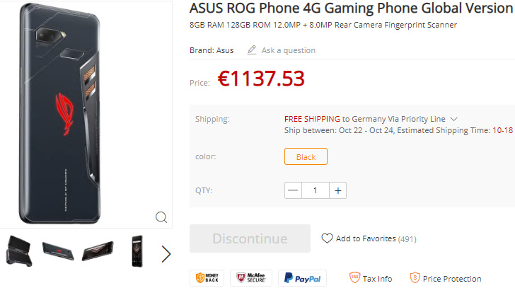 Asus ROG Phone pops up on GearBest with a late-October shipping date