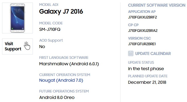 samsung galaxy j7 2016 android 8.0 update download