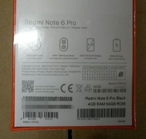 Xiaomi Redmi Note 6 Pro leaked box confirms some specs