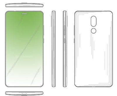 A Huawei patent showing a hole cut out for the earpiece