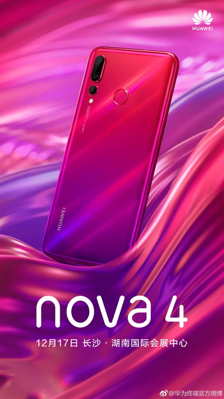 Huawei's official poster for the nova 4 in Red