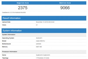 nubia Red Magic Mars (NX619J) benchmarks: Geekbench