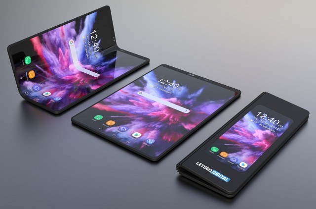 A render of the foldable Samsung phone (based on patent drawings and other info)