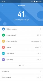 Mi Band 3 Menu