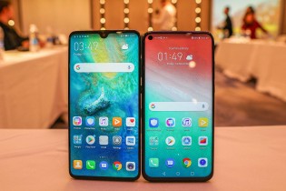 Huawei Mate 20 next to Honor View 20