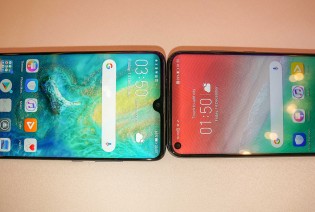 Huawei Mate 20 next to Honor View 20