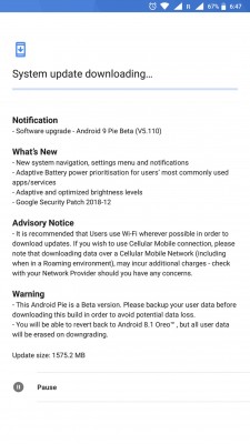 Android 9 Pie update for the Nokia 8
