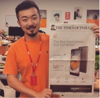 First full page ad held up by co-founder Carl Pei