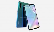 Huawei P30 CAD-based renders and 360-degree video show three rear cams, water drop notch