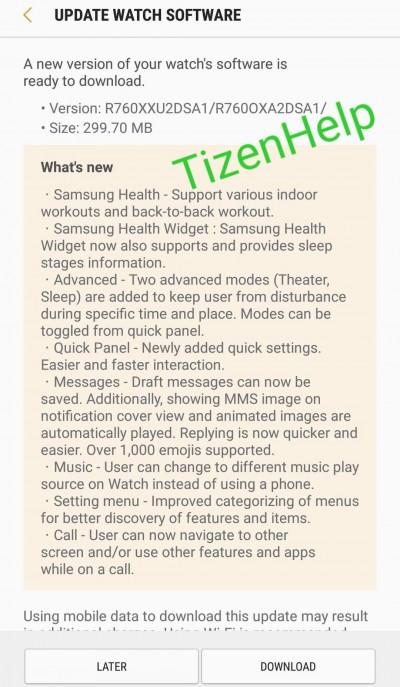 Gear sport update store to tizen 4.0