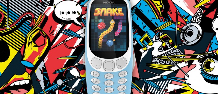 A person plays the classic mobile game Snake as the new Nokia 3310