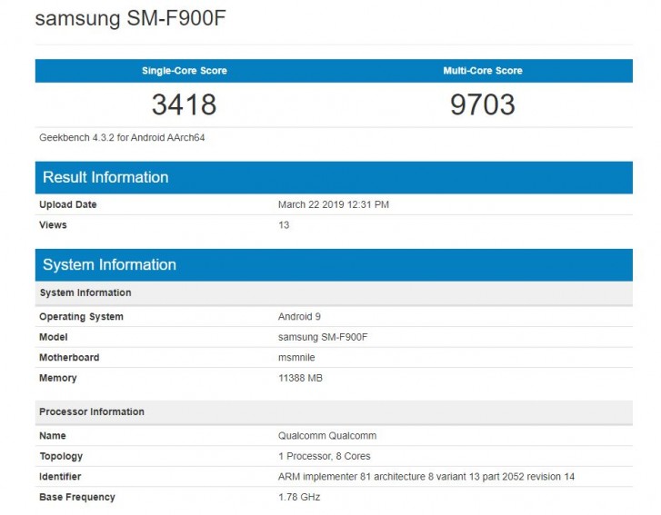 fold 3 geekbench