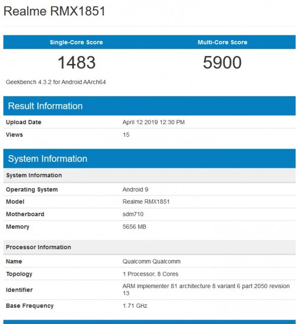 realme 1 battery