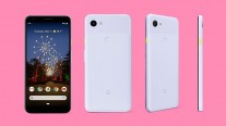 Google Pixel 3a in White, Purple, and Black colors