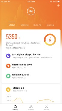 The new card-based UI of the Mi Fit 4.0 app