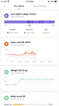The new card-based UI of the Mi Fit 4.0 app