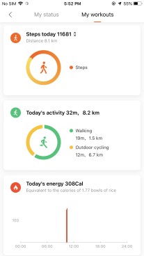 The new card-based UI of the Mi Fit 4.0 app