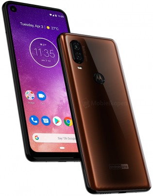 Motorola One Vision in brown and blue