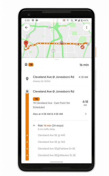 Google Maps updated with slew of new public transit features