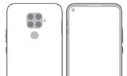 Huawei nova 5i Pro schematic surfaces with quad camera and a punch hole display