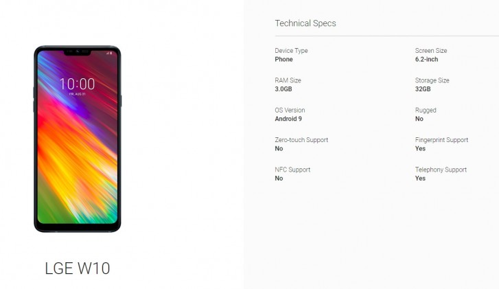 LG W10 specs leak through Android Enterprise listing, India launch imminent
