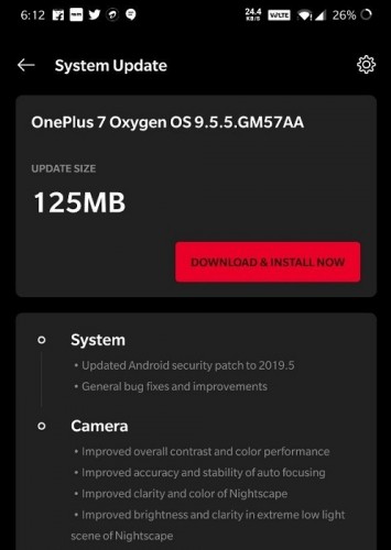 OnePlus 7 gets OxygenOS 9.5.5 update with camera improvements and May 2019 security patch