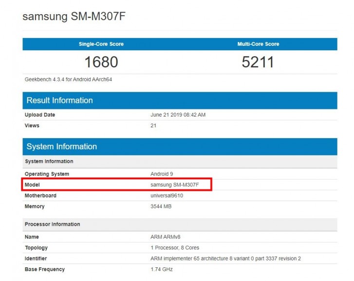 Samsung Galaxy M30s appears on Geekbench