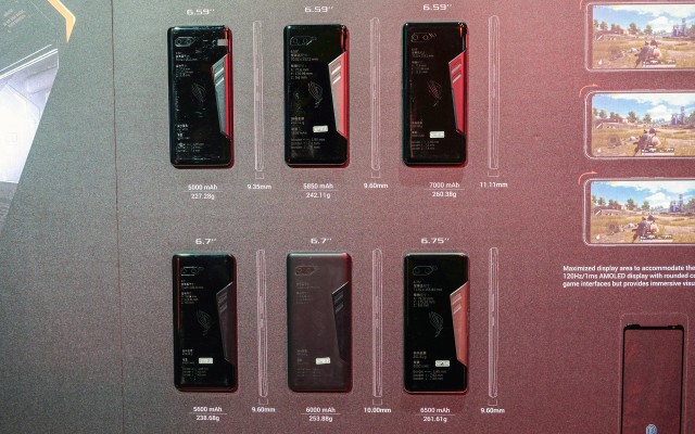 Six prototypes with different screen and battery combinations