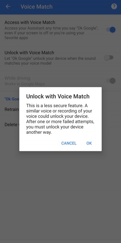 Voice Match used to unlock your phone 