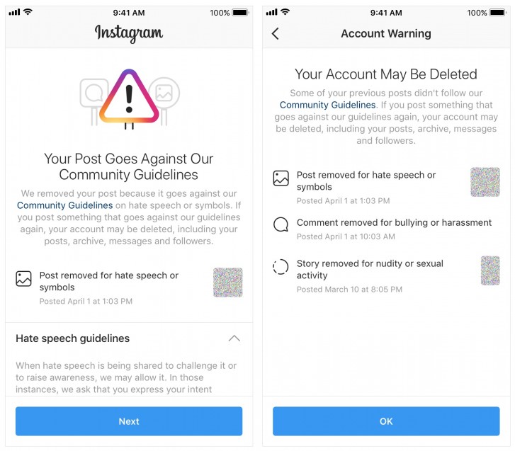 Instagram will now warn users before disabling their accounts