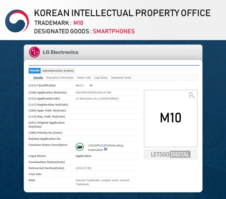 LG registers M10 name for a new lineup, V60 and V70 too