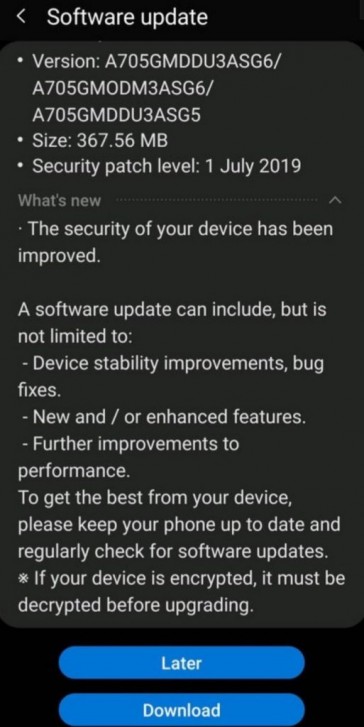 Samsung Galaxy A70 gets Night Mode and July security patch with latest update